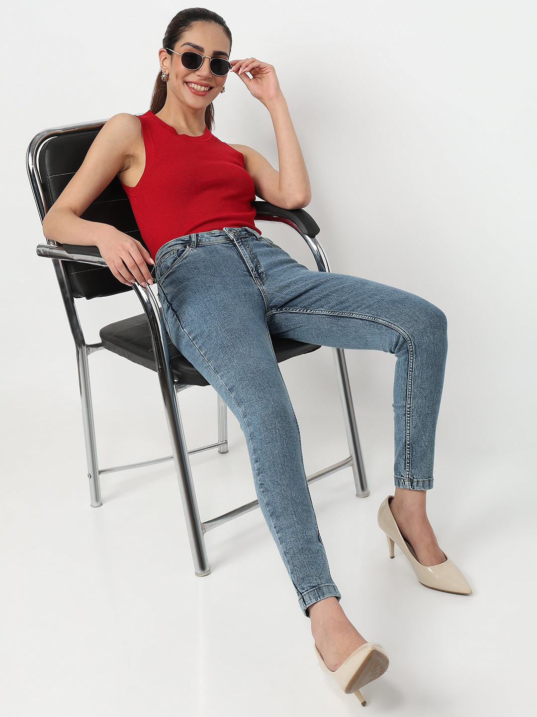 Women Blue High-Rise Skinny Jeans