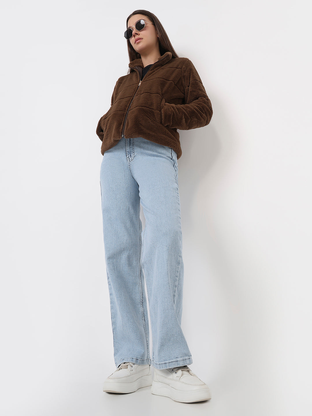 Women Light Blue High-Rise Baggy Jeans