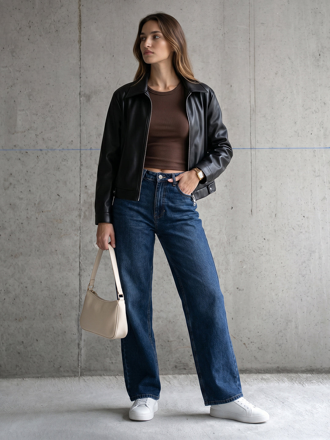 Women Blue High-Rise Straight Fit Jeans