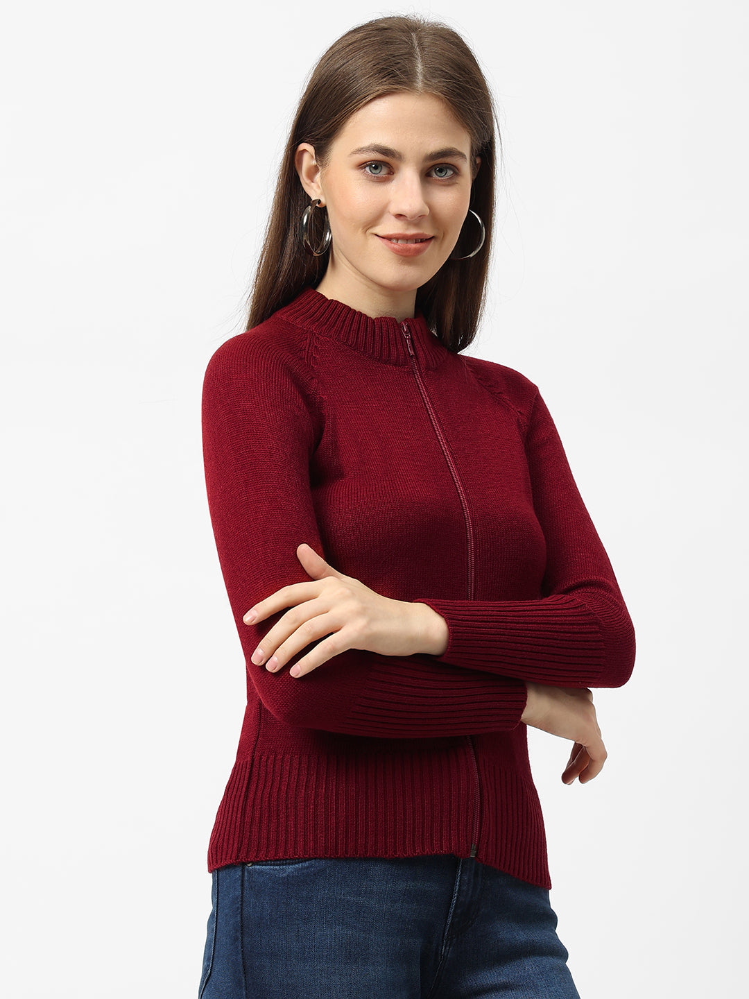 Maroon Slim Fit Sweater
