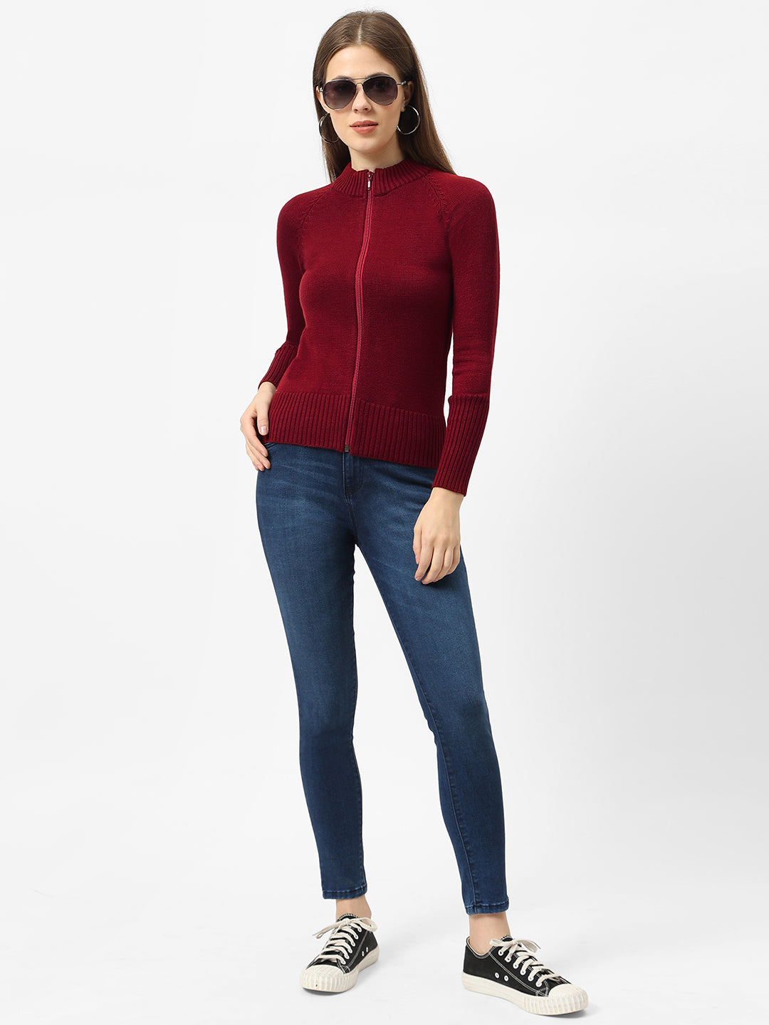Maroon Slim Fit Sweater