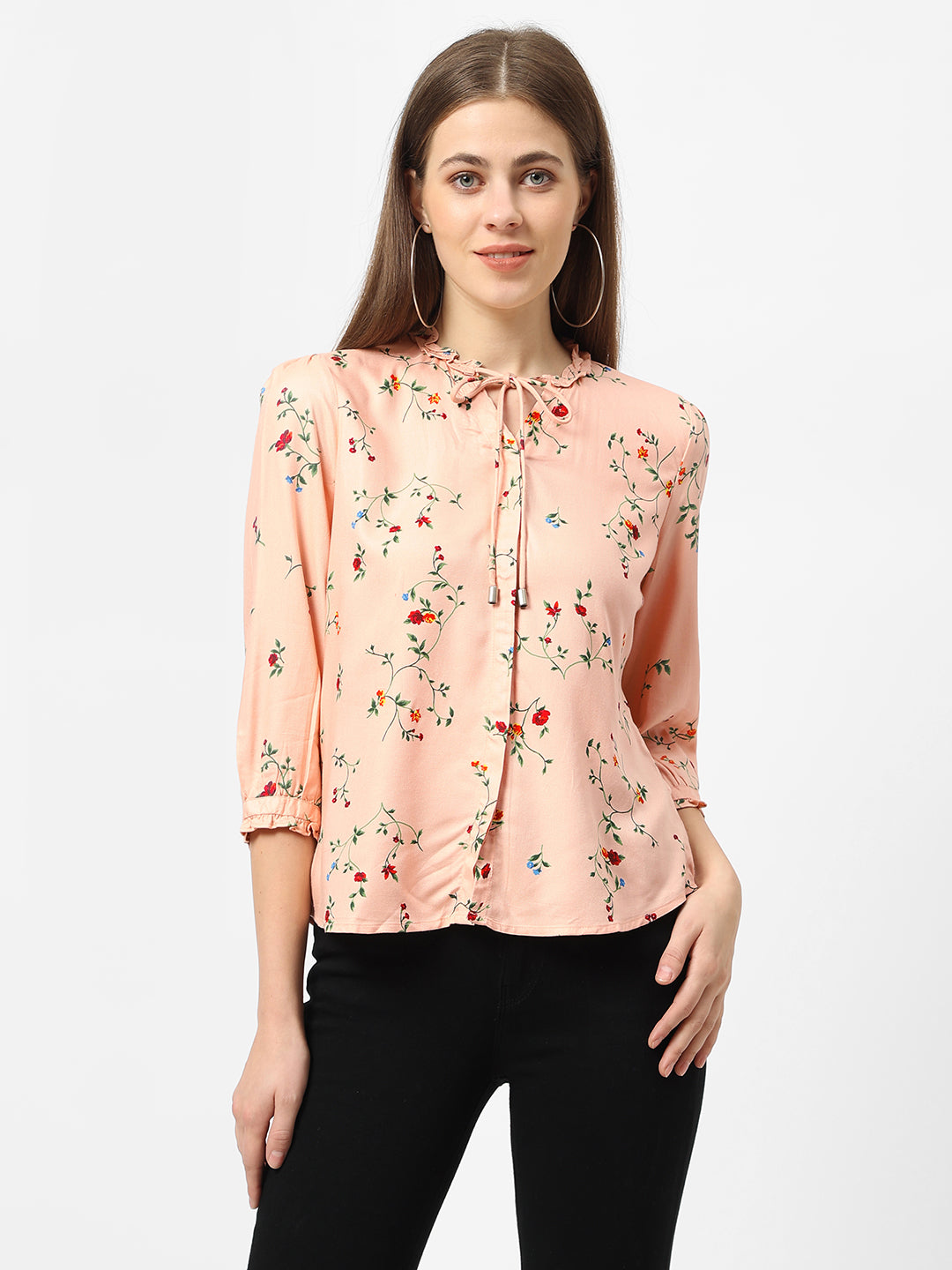 Women Light Peach Printed Shirt
