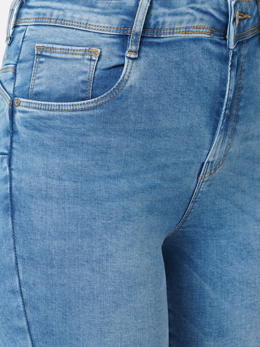 Women Blue Mid-Rise Push Up Super Skinny Jeans