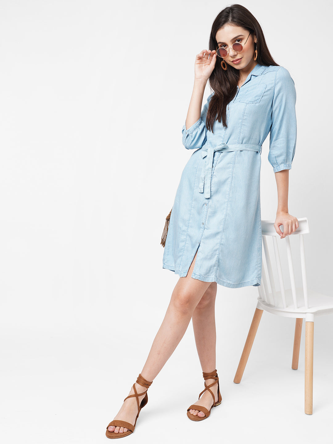 Women Light Blue Denim Dress