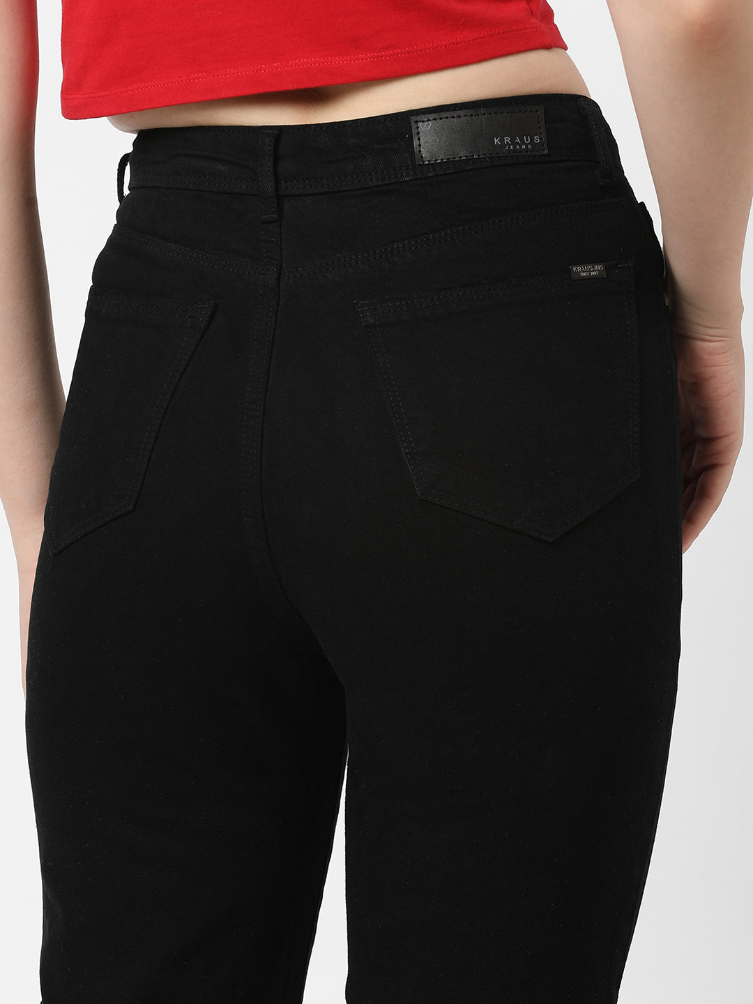 Women Black High-Rise Mom Fit Jeans