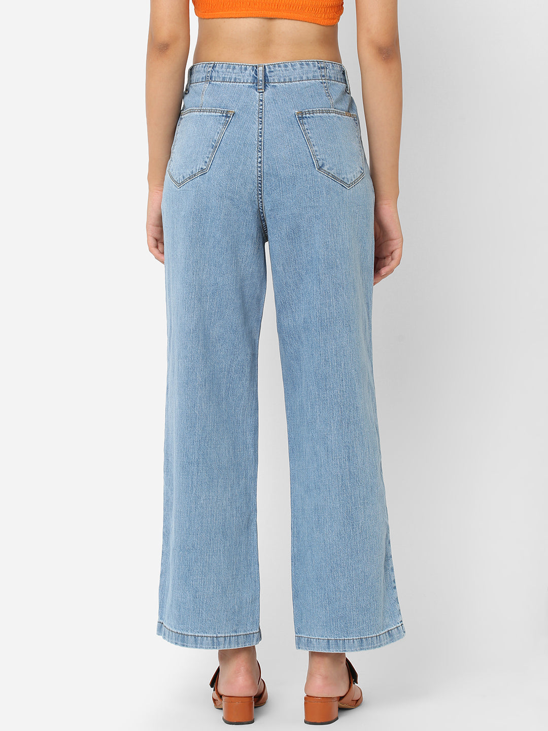 Women Blue High-Rise Wide Leg Jeans