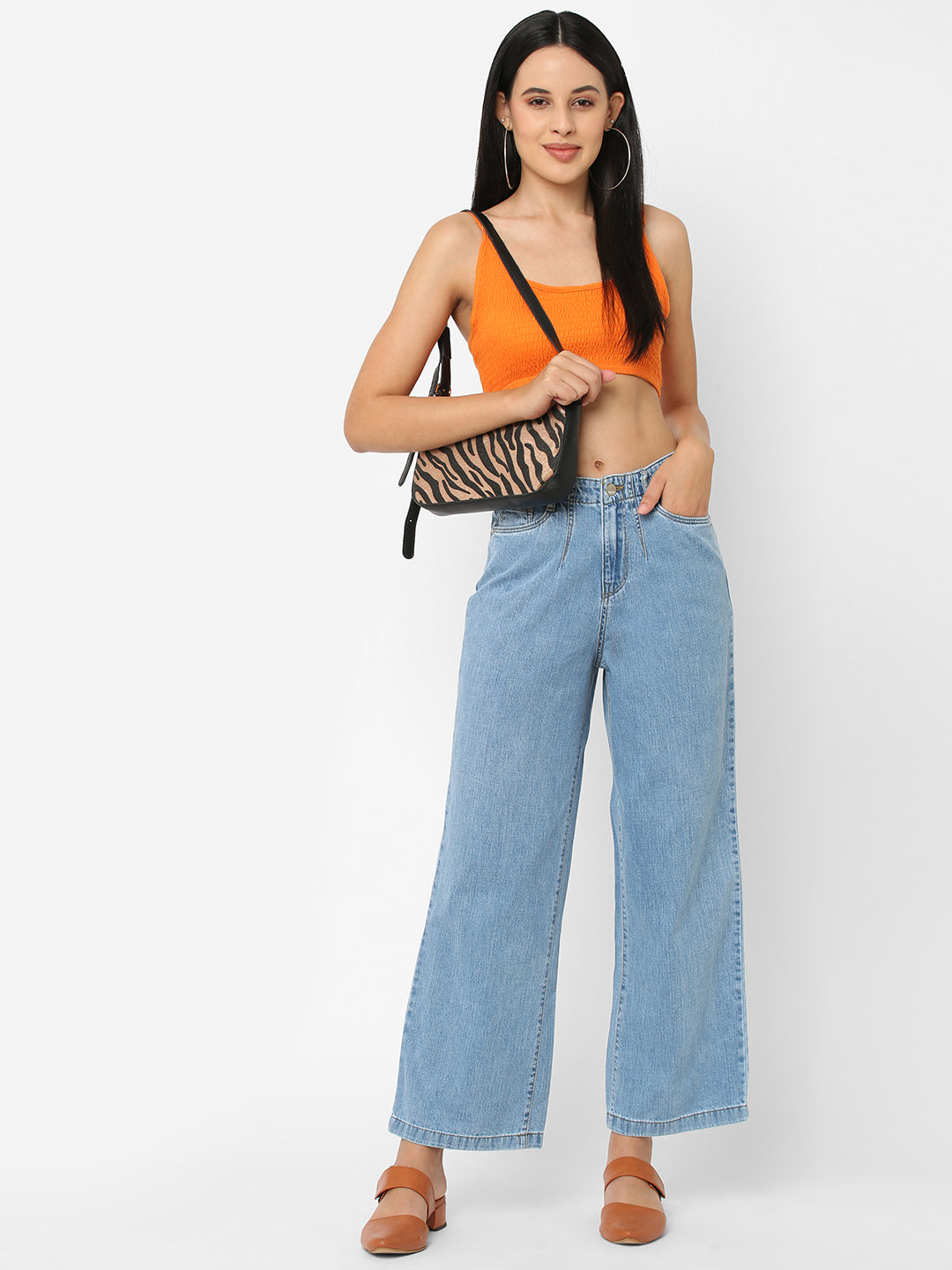 Women Blue High-Rise Wide Leg Jeans