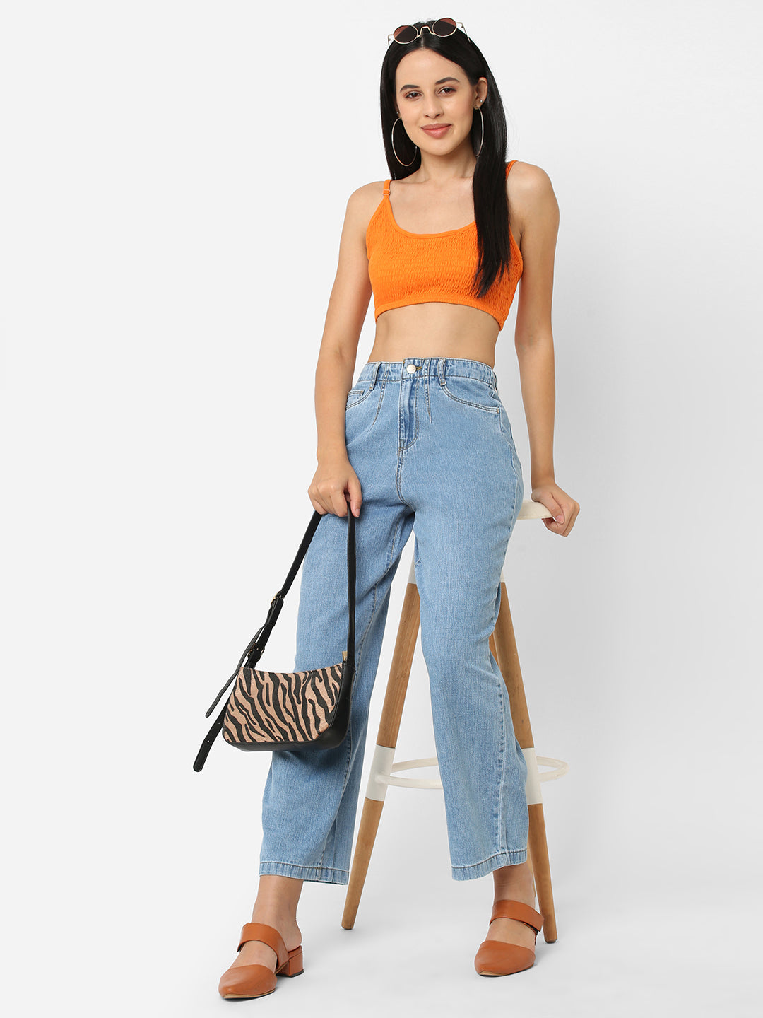 Women Blue High-Rise Wide Leg Jeans