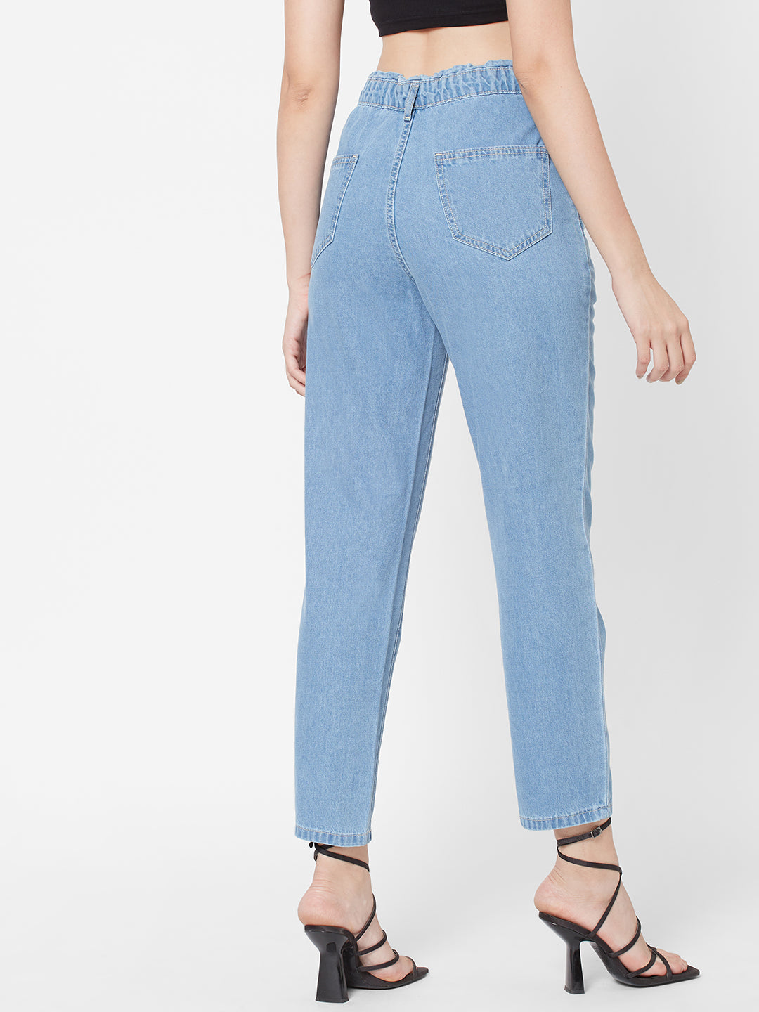 Women Blue High-Rise Baggy Jeans