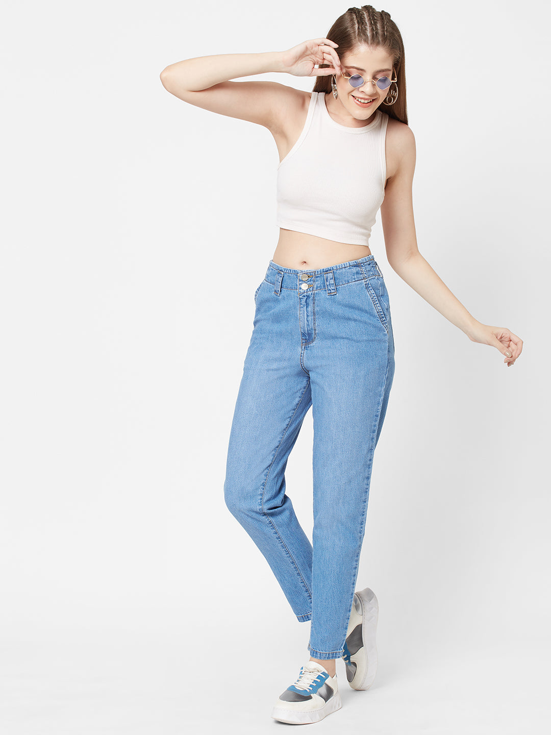 Women Blue High-Rise Baggy Fit Jeans