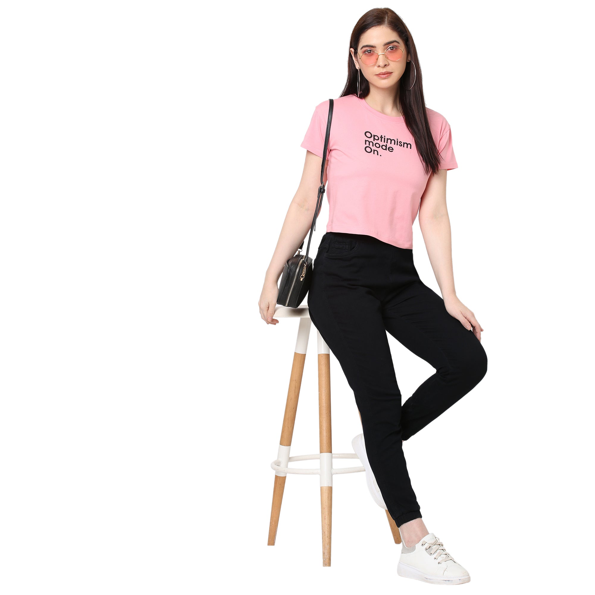 Women Hot Pink Crop T-Shirt
