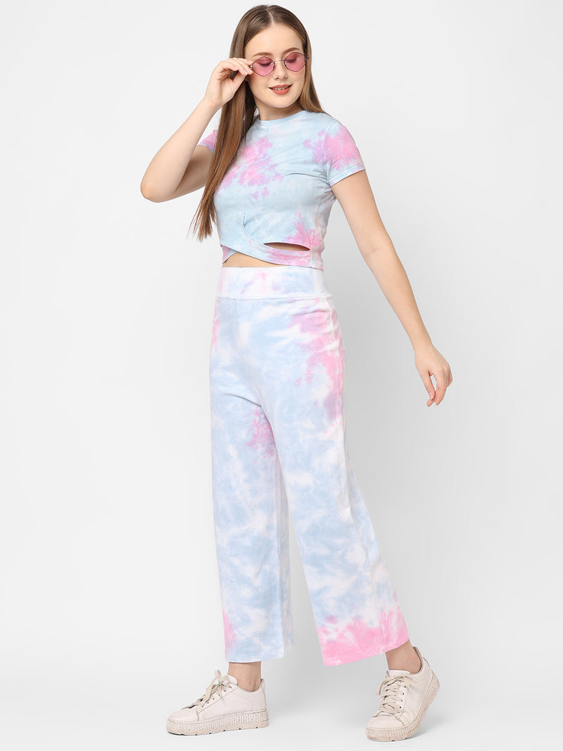 Womens Blue Pink Tie & Dye Coordinate Set