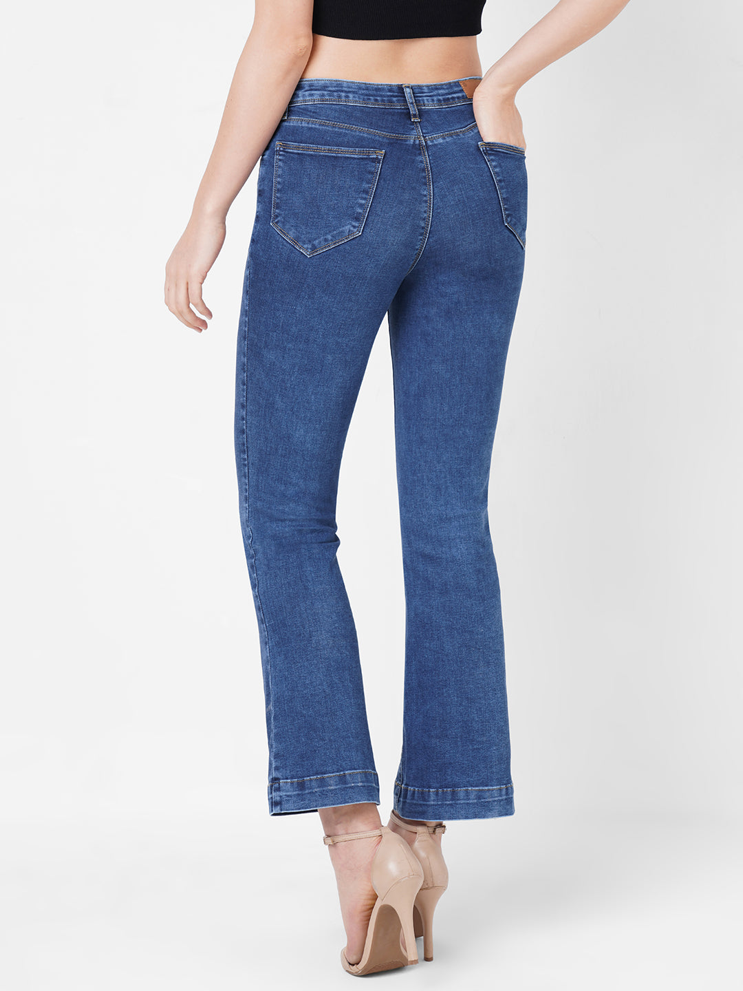 Women Dark Blue High-Rise Flare Jeans