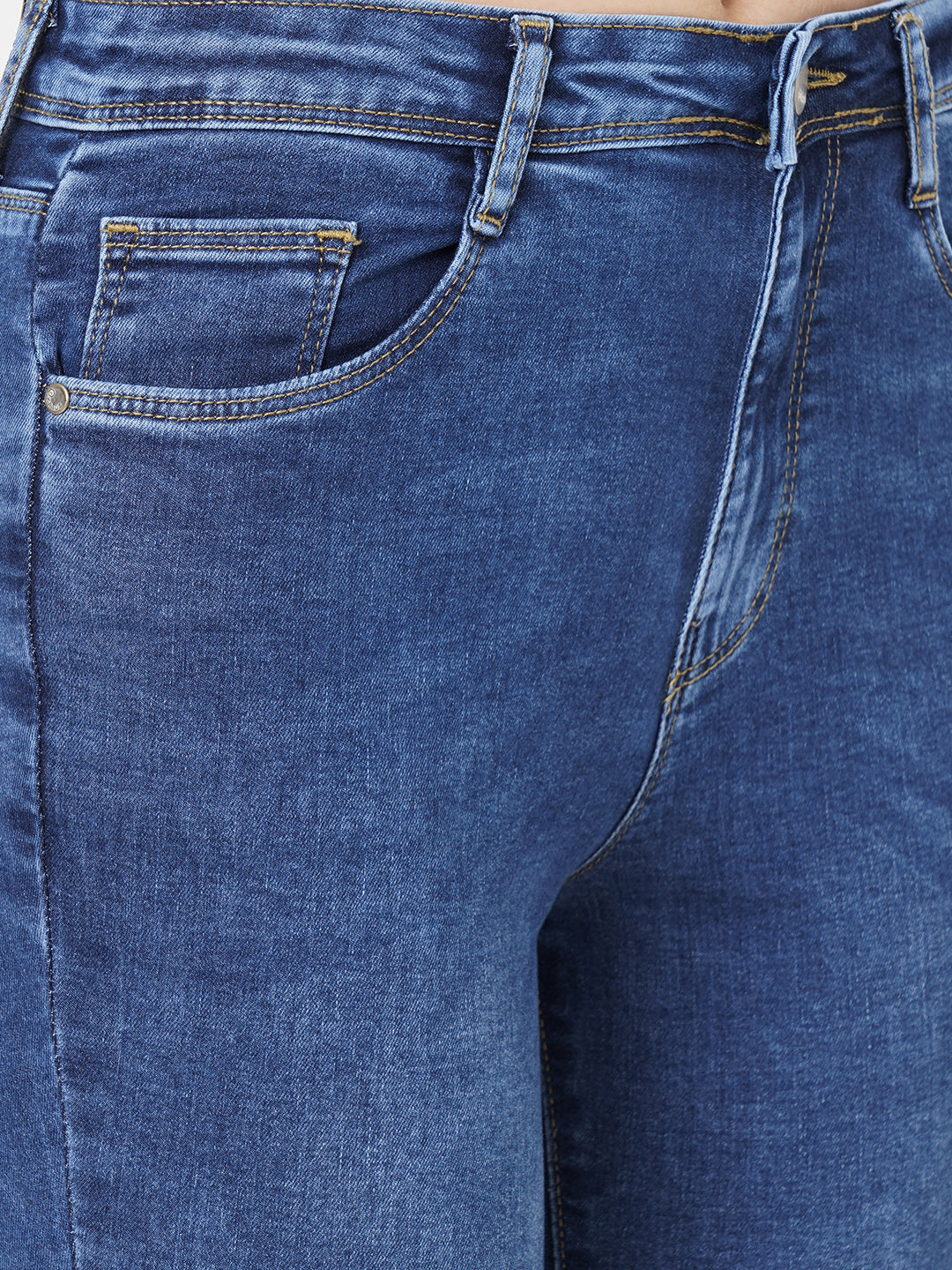 Women Dark Blue High-Rise Flare Jeans