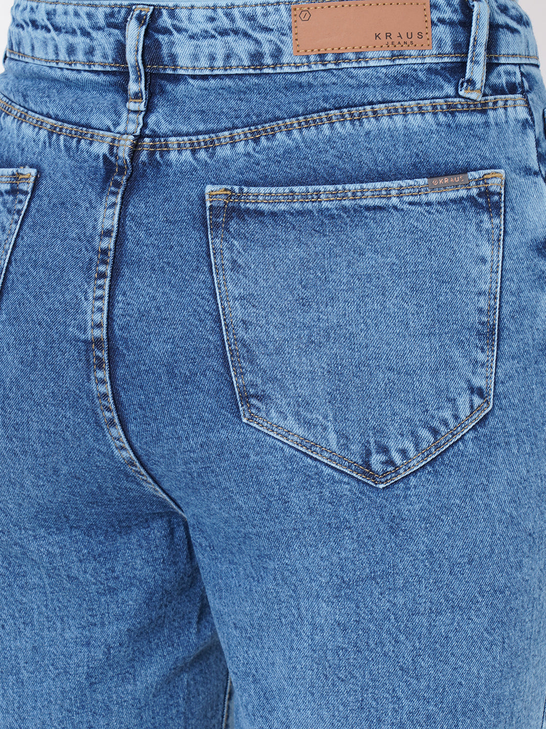 Women Blue High-Rise Slim Straight Fit Jeans