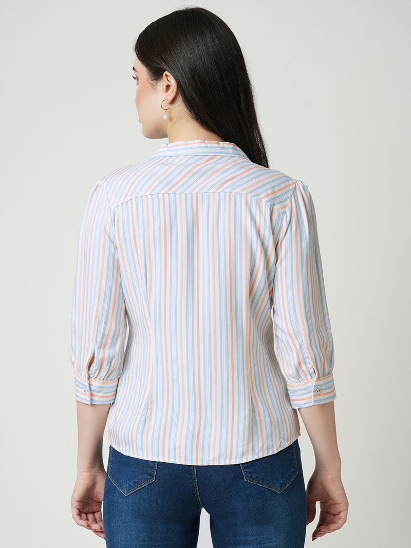 Women Multi Striped Three-Quarter Sleeves Shirts