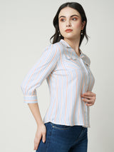 Women Multi Striped Three-Quarter Sleeves Shirts