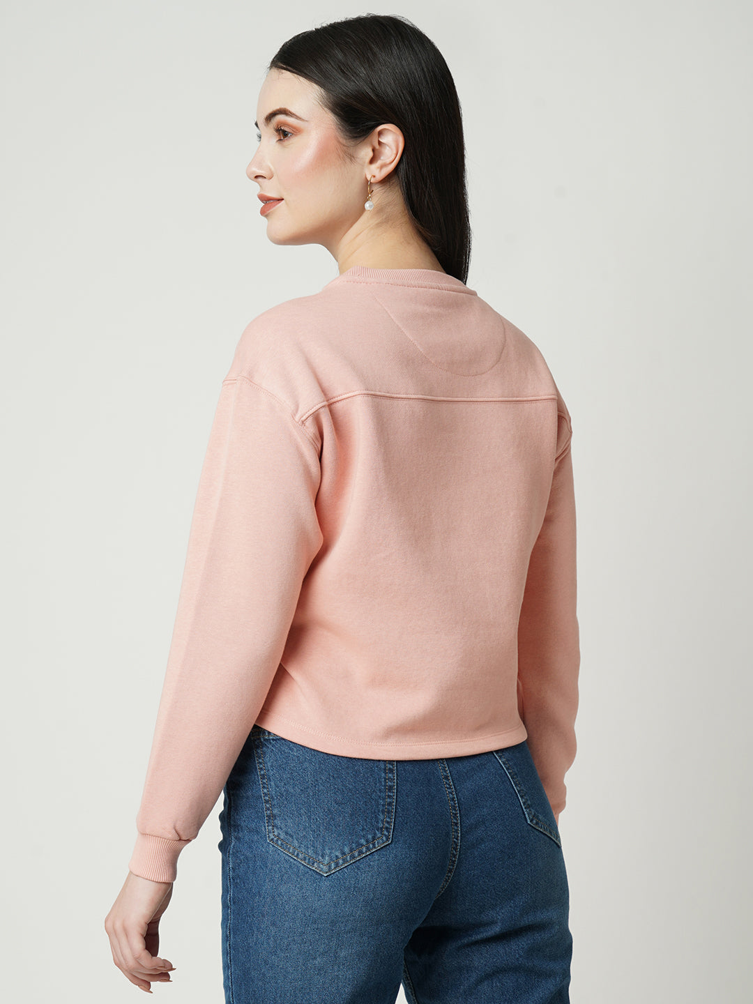 Women Blush Pink Printed Sweatshirt