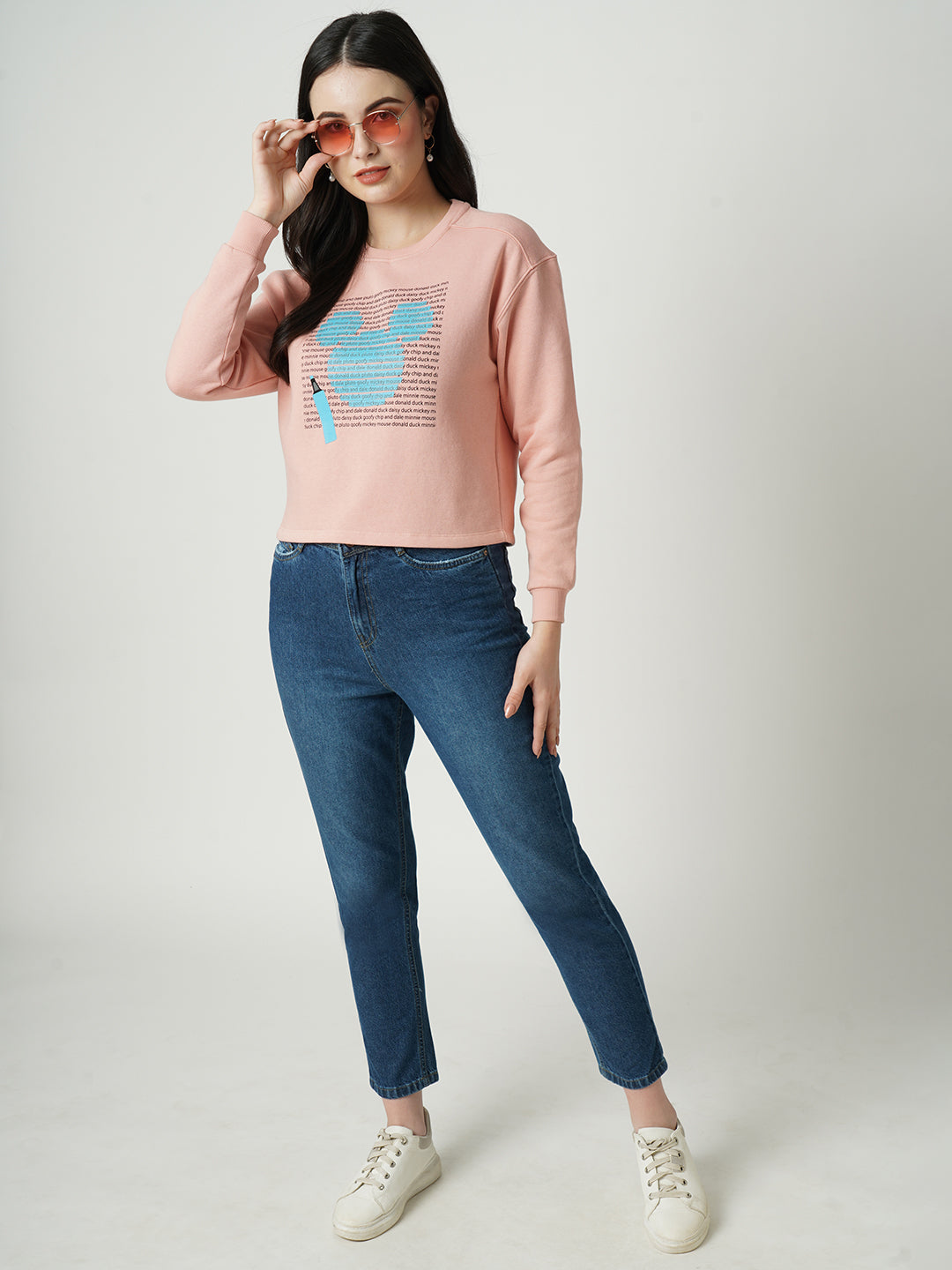 Women Blush Pink Printed Sweatshirt