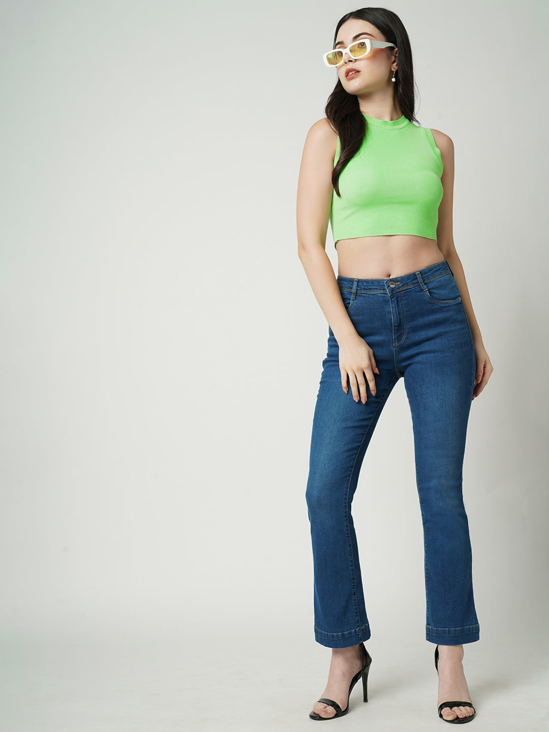 Women Leafy Green Flat Knit Top