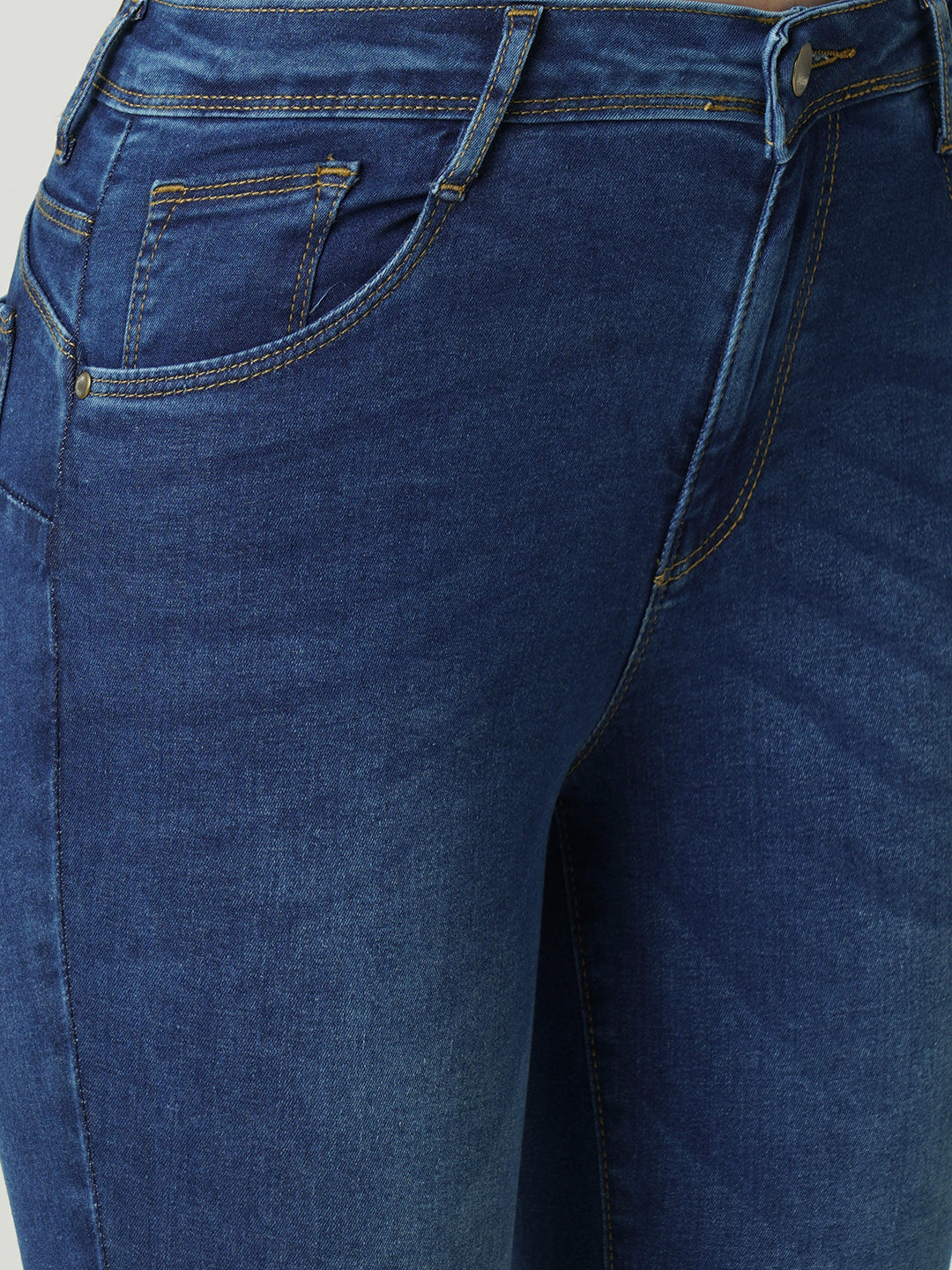Women Blue Mid-Rise Push Up Super Skinny Jeans