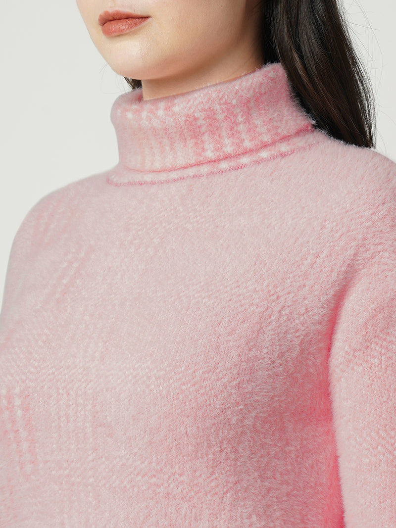 Women Pink Solid Full Length Sweaters & Sweatshirts
