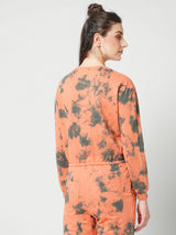 Women Orange&Black Tie Dyed Full Length Shirts