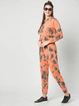 Women Orange&Black Tie Dyed Full Length Shirts