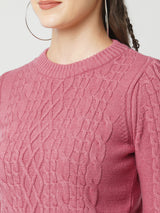 Women Blush Pink Solid Full Length Sweaters & Sweatshirts
