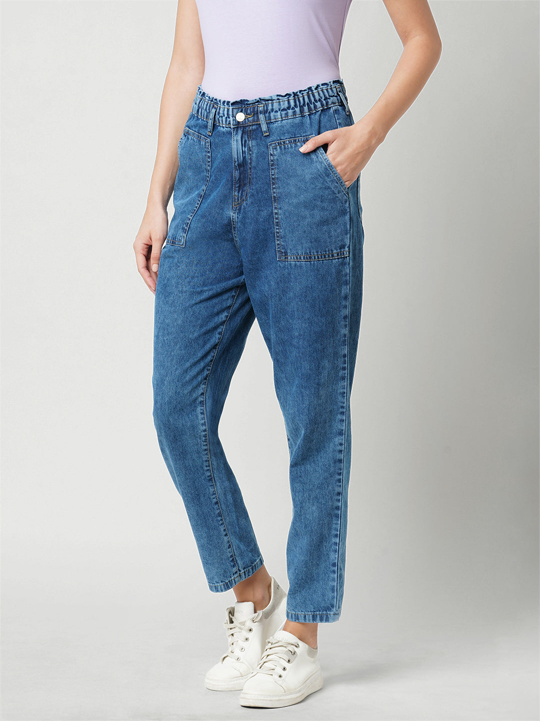 Women Blue High-Rise Baggy Fit Jeans