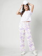 Women Lilac High Rise Wide Leg Jeans