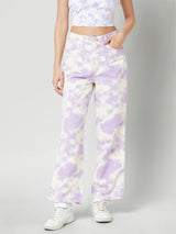 Women Lilac High Rise Wide Leg Jeans