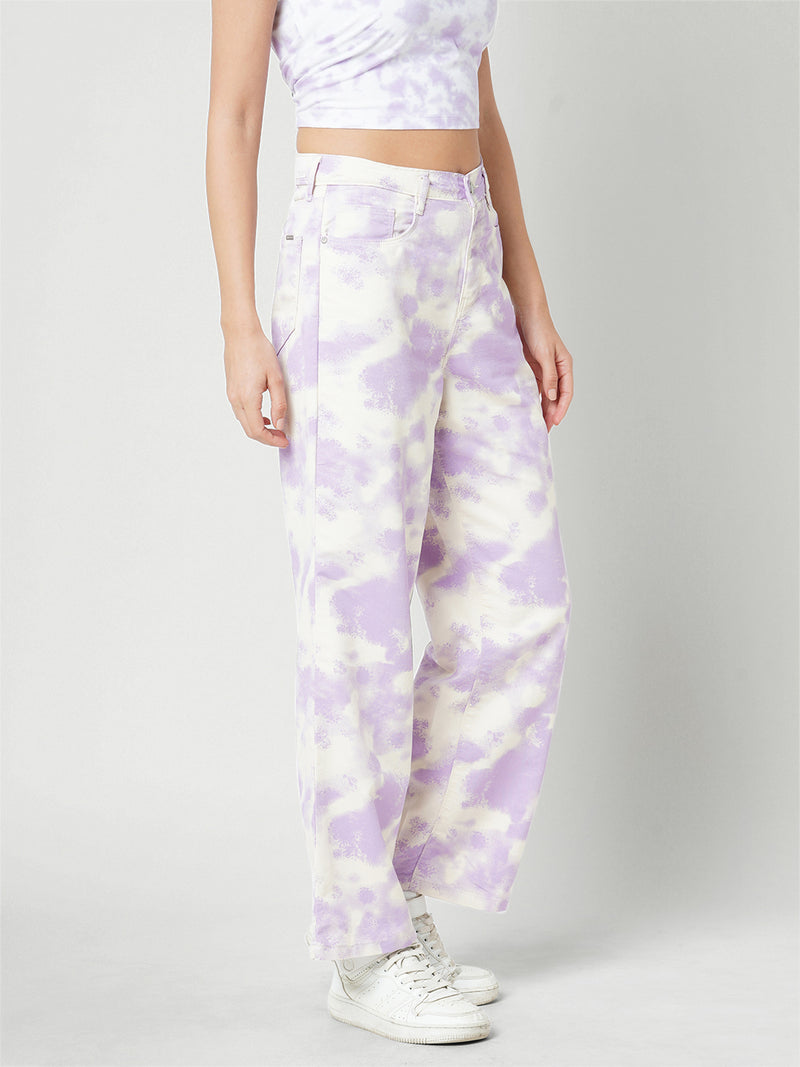 Women Lilac High Rise Wide Leg Jeans