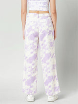 Women Lilac High Rise Wide Leg Jeans