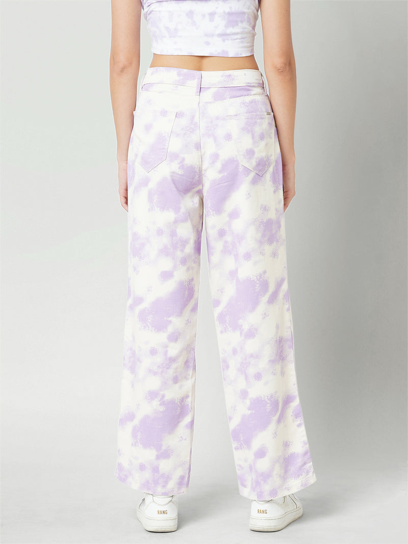 Women Lilac High Rise Wide Leg Jeans