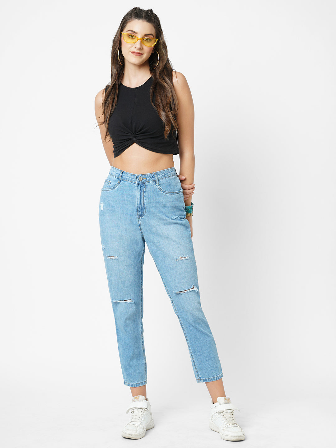 Women Blue High-Rise Slim Straight Fit Jeans