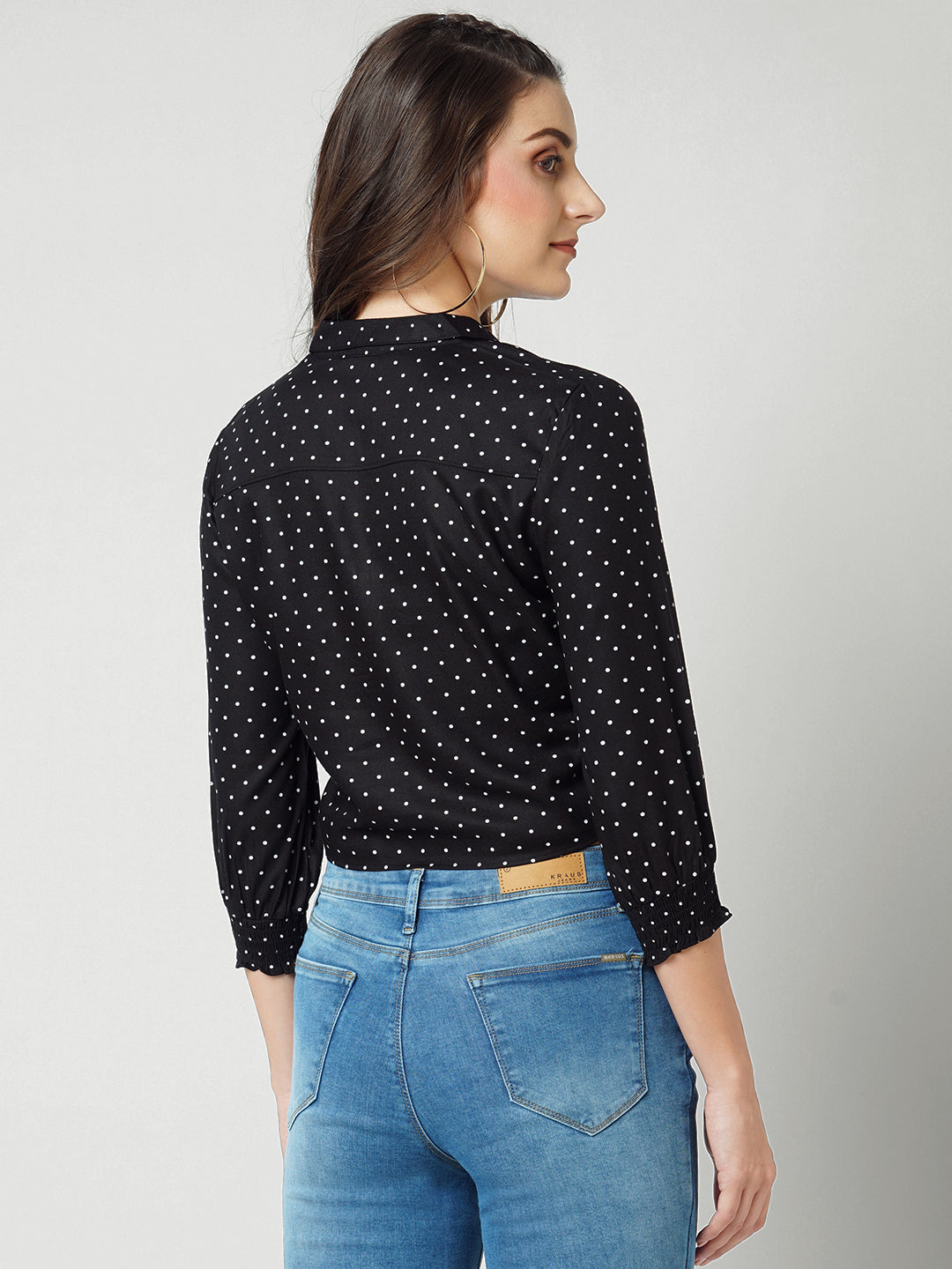 Women Black Polka Dot Top