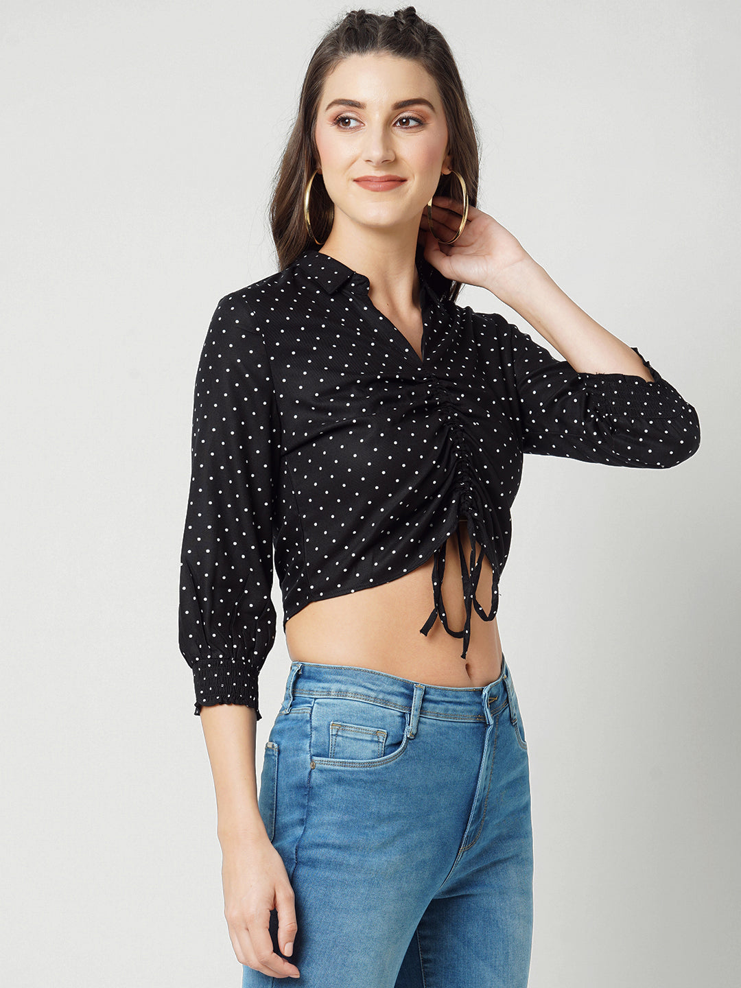 Women Black Polka Dot Top