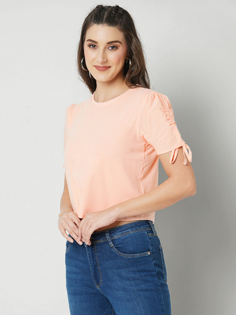 Women Papaya  Smoothie Solid Short Sleeves T-Shirts