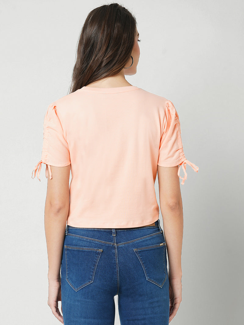 Women Papaya  Smoothie Solid Short Sleeves T-Shirts