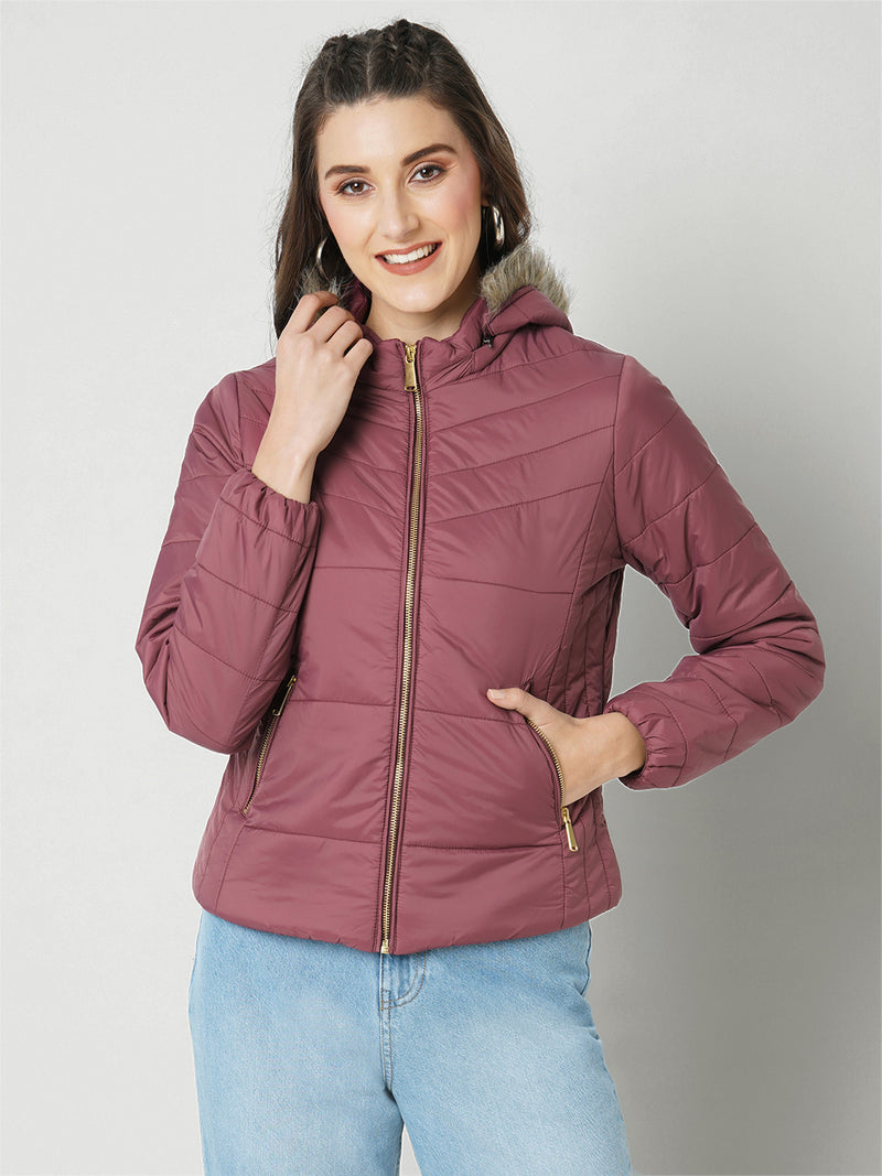 Women Maroon Solid Full Length Jackets & Shrugs