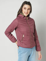 Women Maroon Solid Full Length Jackets & Shrugs