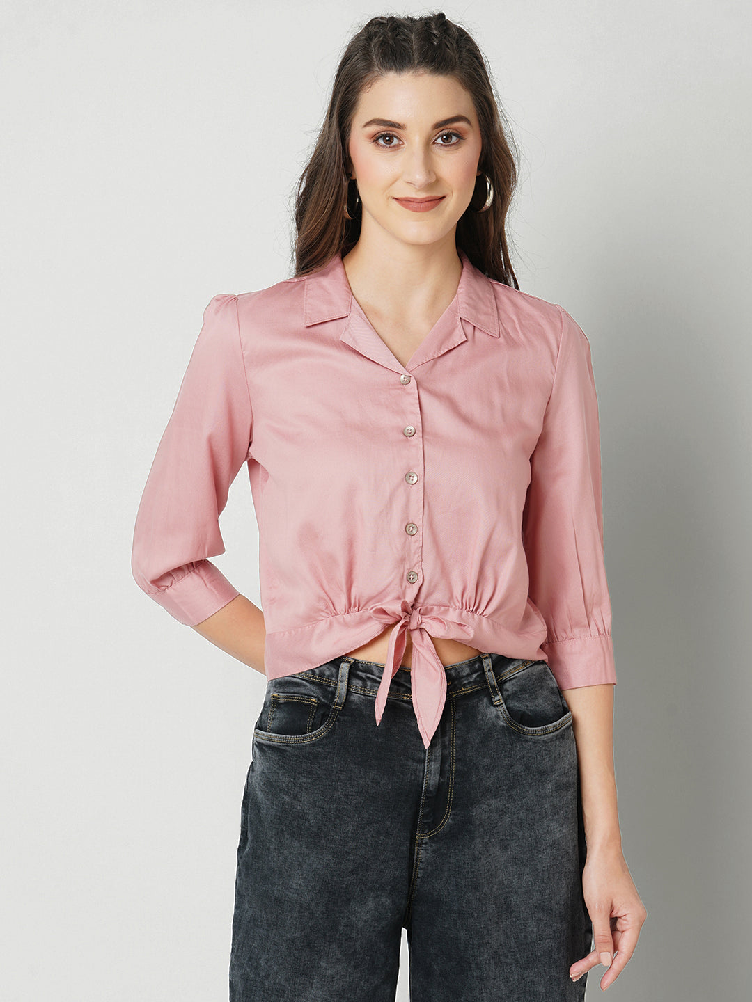 Women Blush Pink Slim Shirt