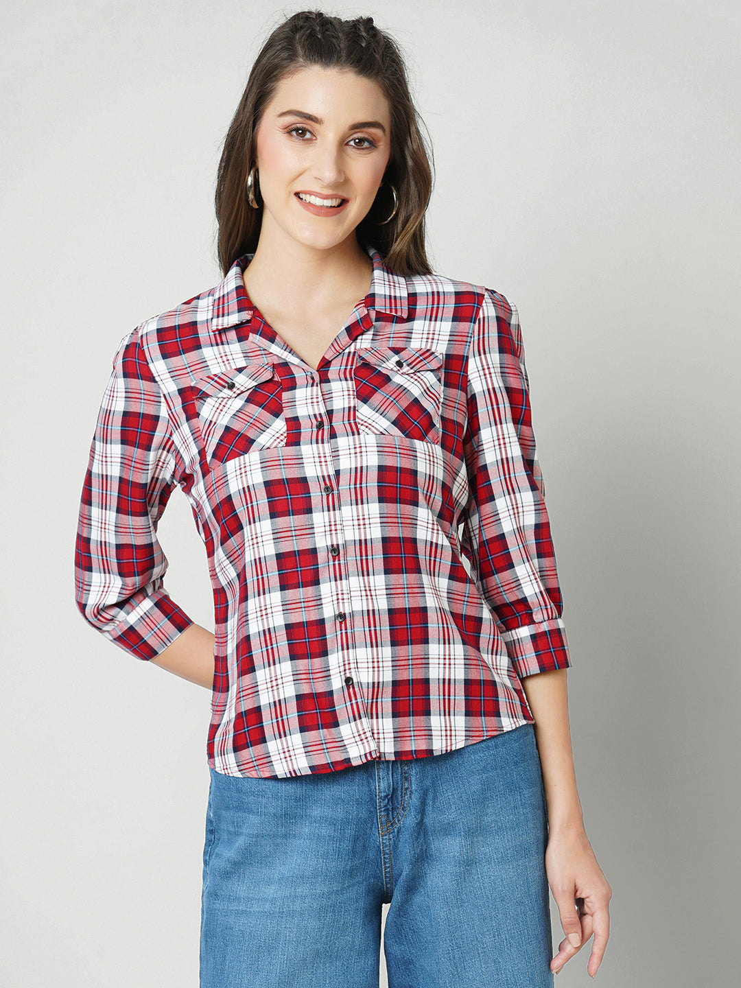 Women Red Checks Shirt