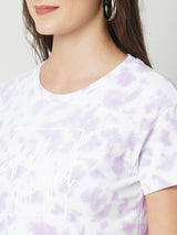 Women Lilac Tie Dyed Tie & Dye Short Sleeves T-Shirts