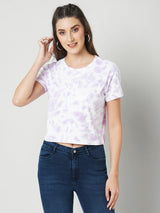 Women Lilac Tie Dyed Tie & Dye Short Sleeves T-Shirts