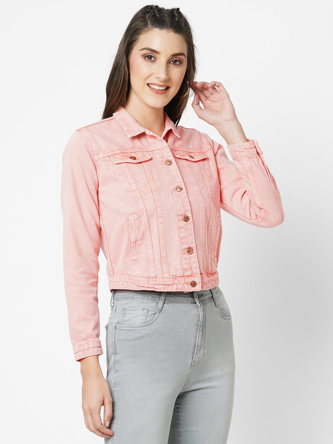 Women Blush Pink Slim Fit Jacket