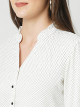 Women Off White Printed Three-Quarter Sleeves Shirts