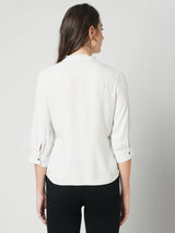 Women Off White Printed Three-Quarter Sleeves Shirts