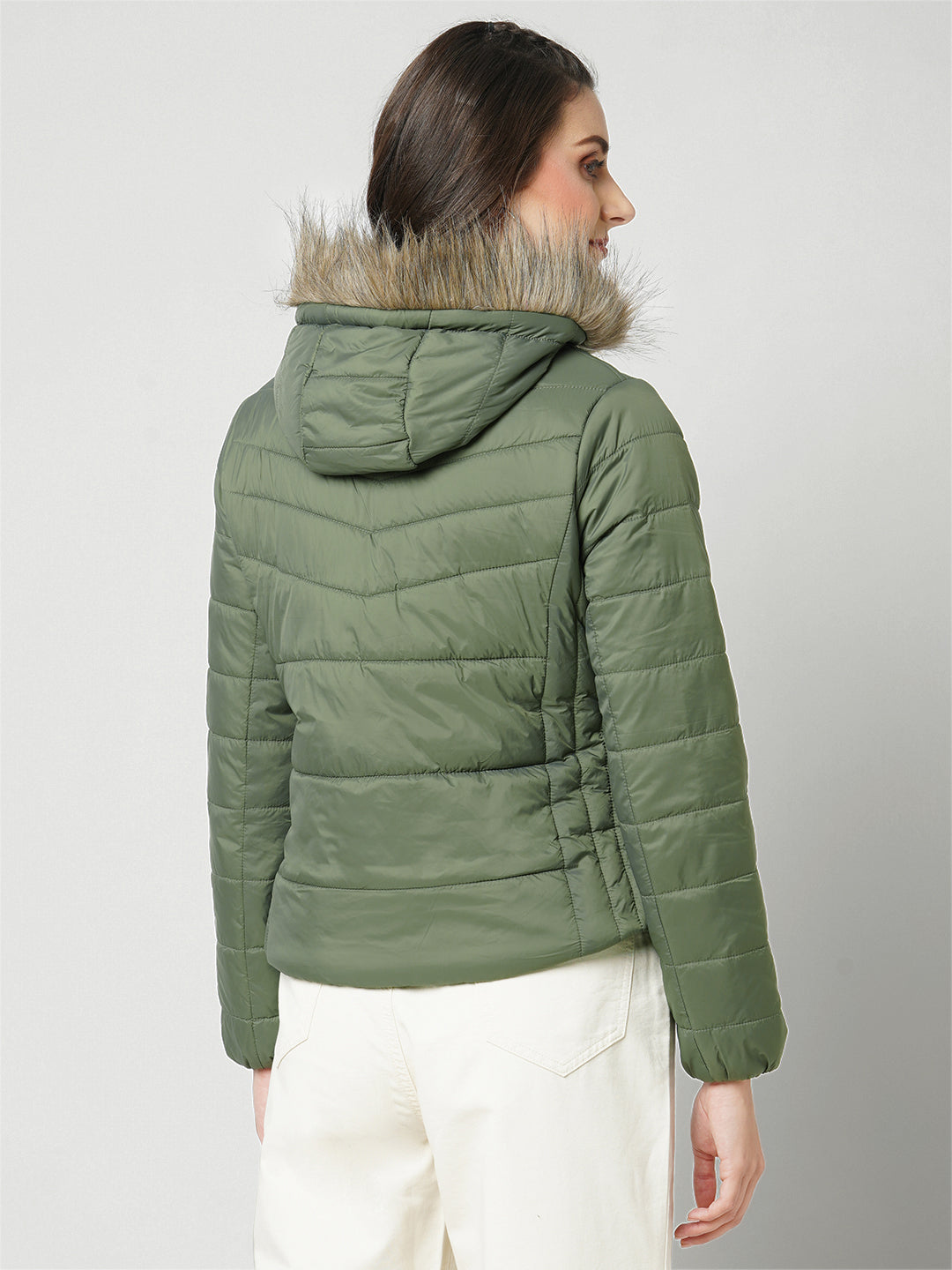 Women Grass Green Winter Jacket